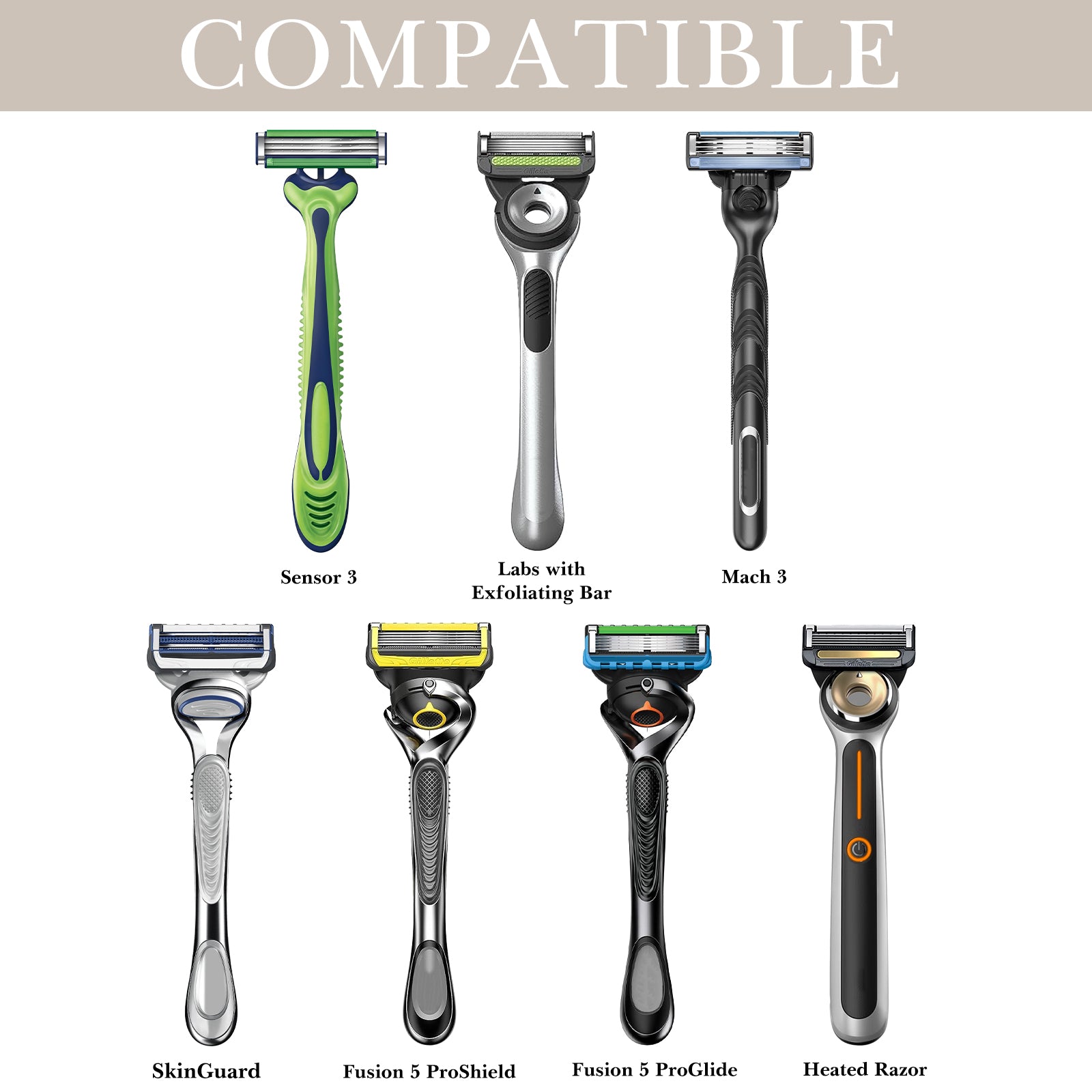 Linkidea Diatomite Razor Holder Tray, Quickly Dry Safety Razor Stand for Shower, Compatible with Gillette Fusion 5 ProGlide, Fusion 5 ProShield, Mach 3 (Beige)