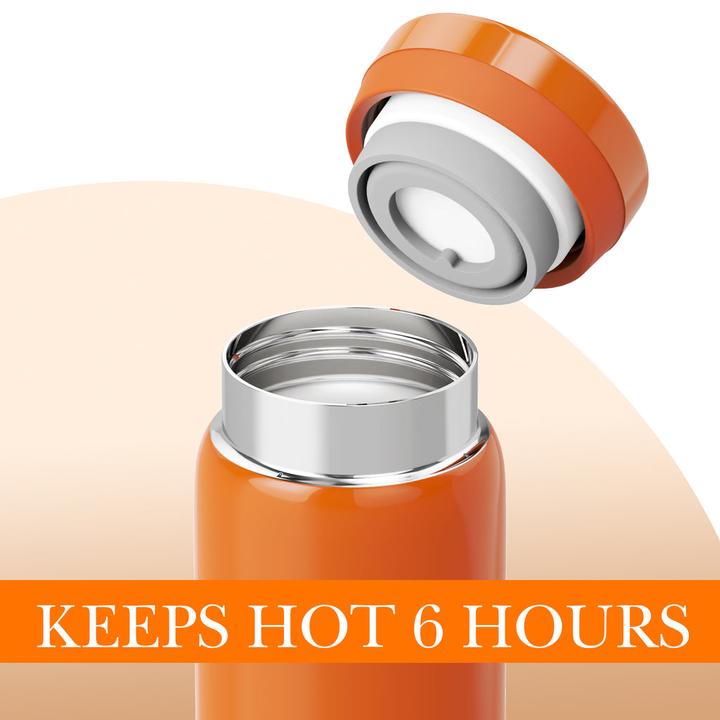 Linkidea 7oz (200ml) Mini Water Bottle, Vacuum Insulated Stainless Steel Bottle for Hot & Cold Drinks, Spill-Proof Small Bottle Fit Handbag, Purse and Pocket (Orange)