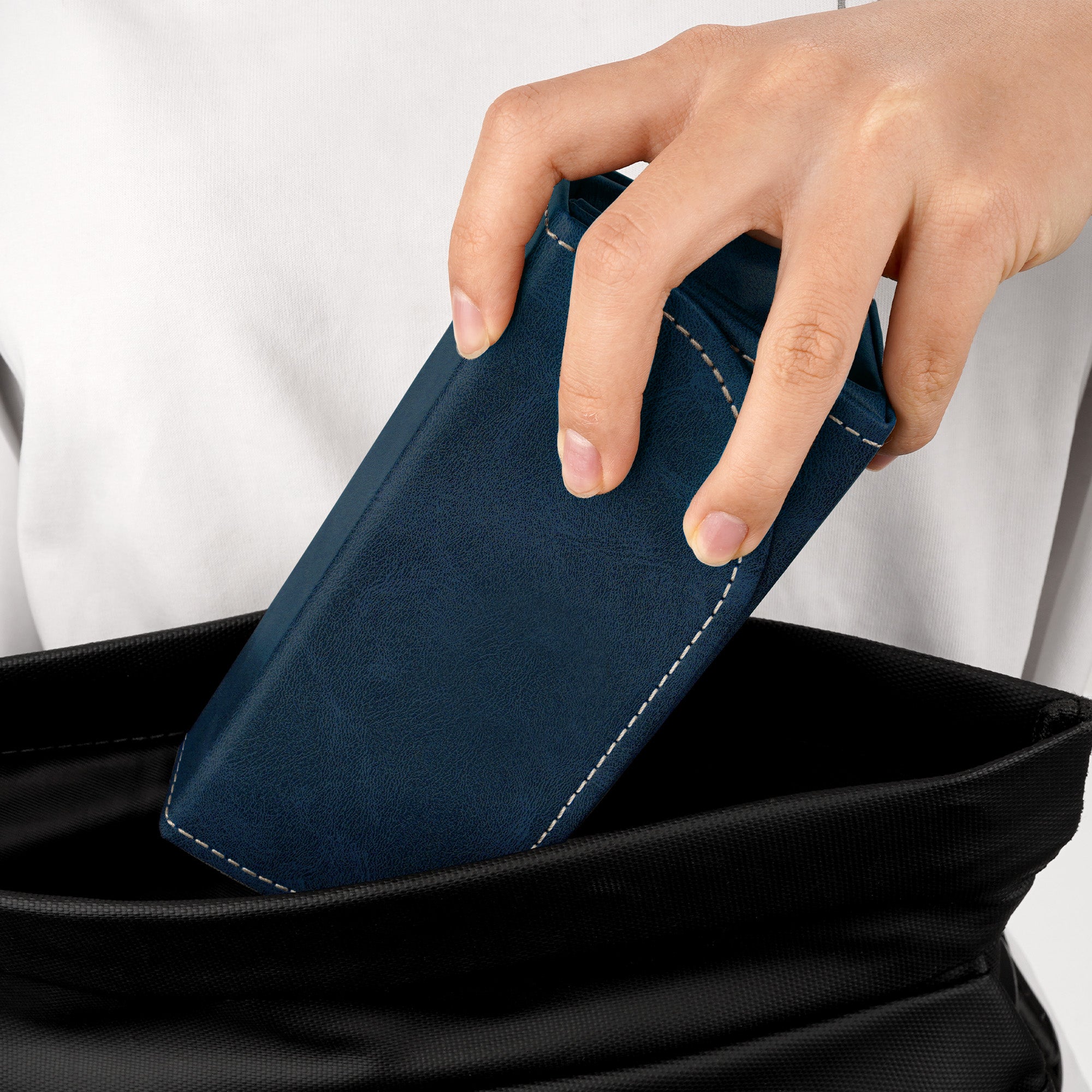 Extra Large Sunglasses Pouch Case, Blue Vegan Leather Eyewear Organizer Soft Bag Compatible with Rayban RB4401D/RBS0101S/RB8097/RB8089/RB4098