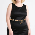 Plus Size Chain Belt for Women, 2 Pack Gold & Silver Waist Belt, Max 43 Inch Adjustable Chunky Belt Chain for Dresses, Party, Casual Wear