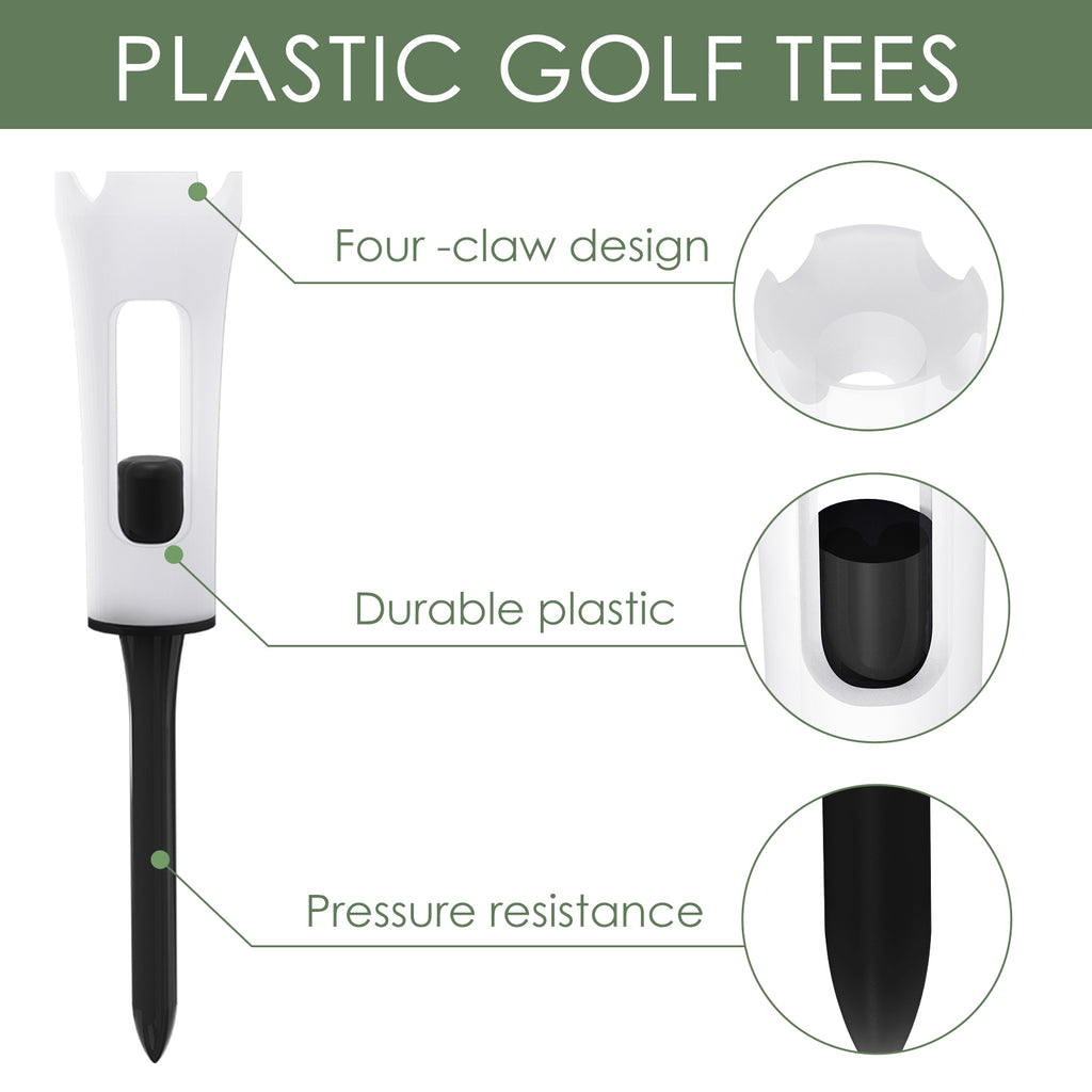 Linkidea Plastic Golf Tees, 16 Pack 4-Prong 3-1/4" Professional Performance Low Resistance Shock Absorbing Tees Golf Accessories