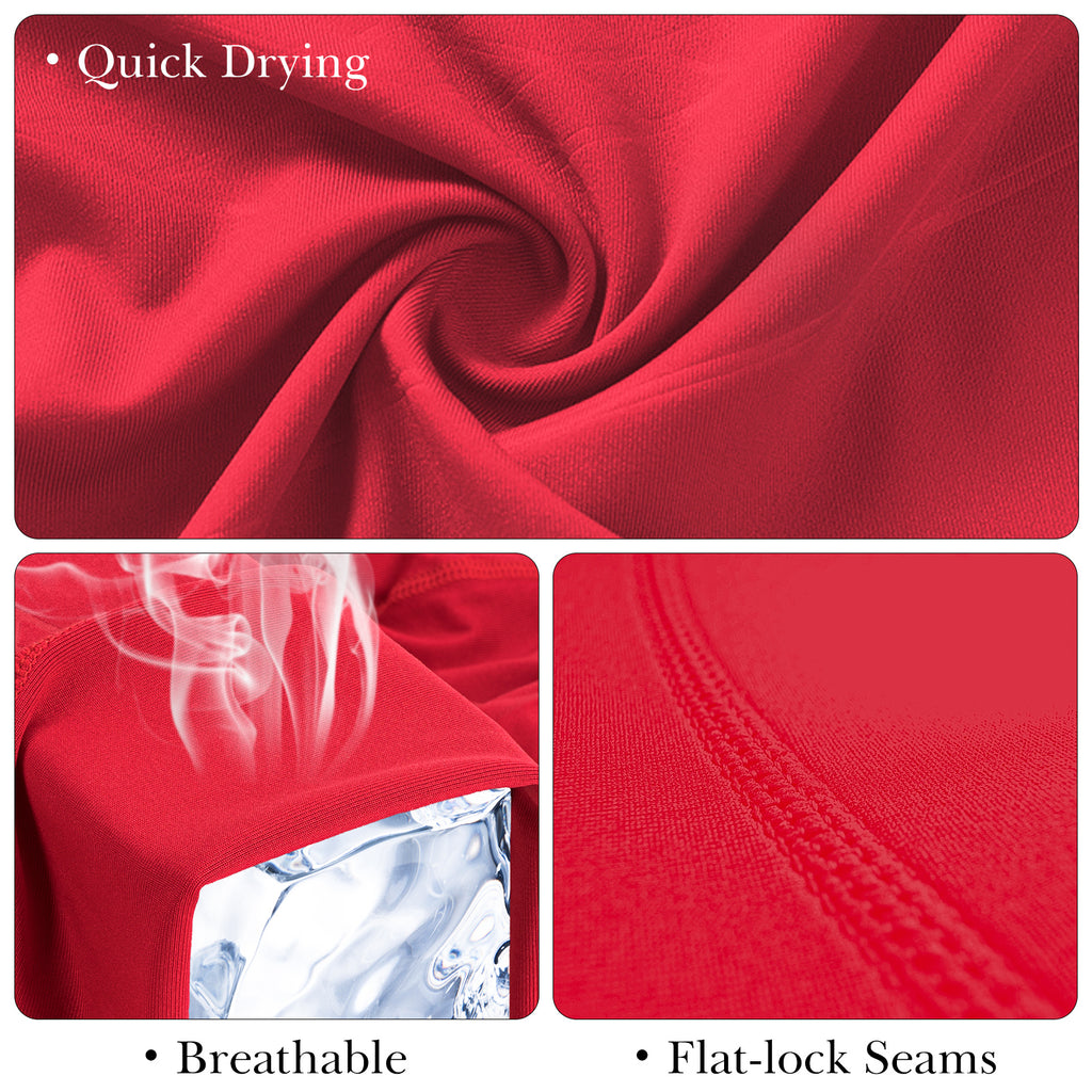 Soccer Compression Shirt for Kids, Breathable Moisture Wicking Long Sleeve Undershirt, Athletic Performance Base Layer Cold Weather Shirts for Child Age 8 - 9 (Red, Size XS)