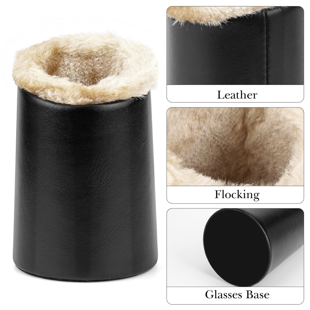 Extra Large Sunglasses Stand Compatible with 3.5 Inch Car Cup Holder, Plush Lined Vegan Leather Eyewear Storage, Scratch Protection (Black)