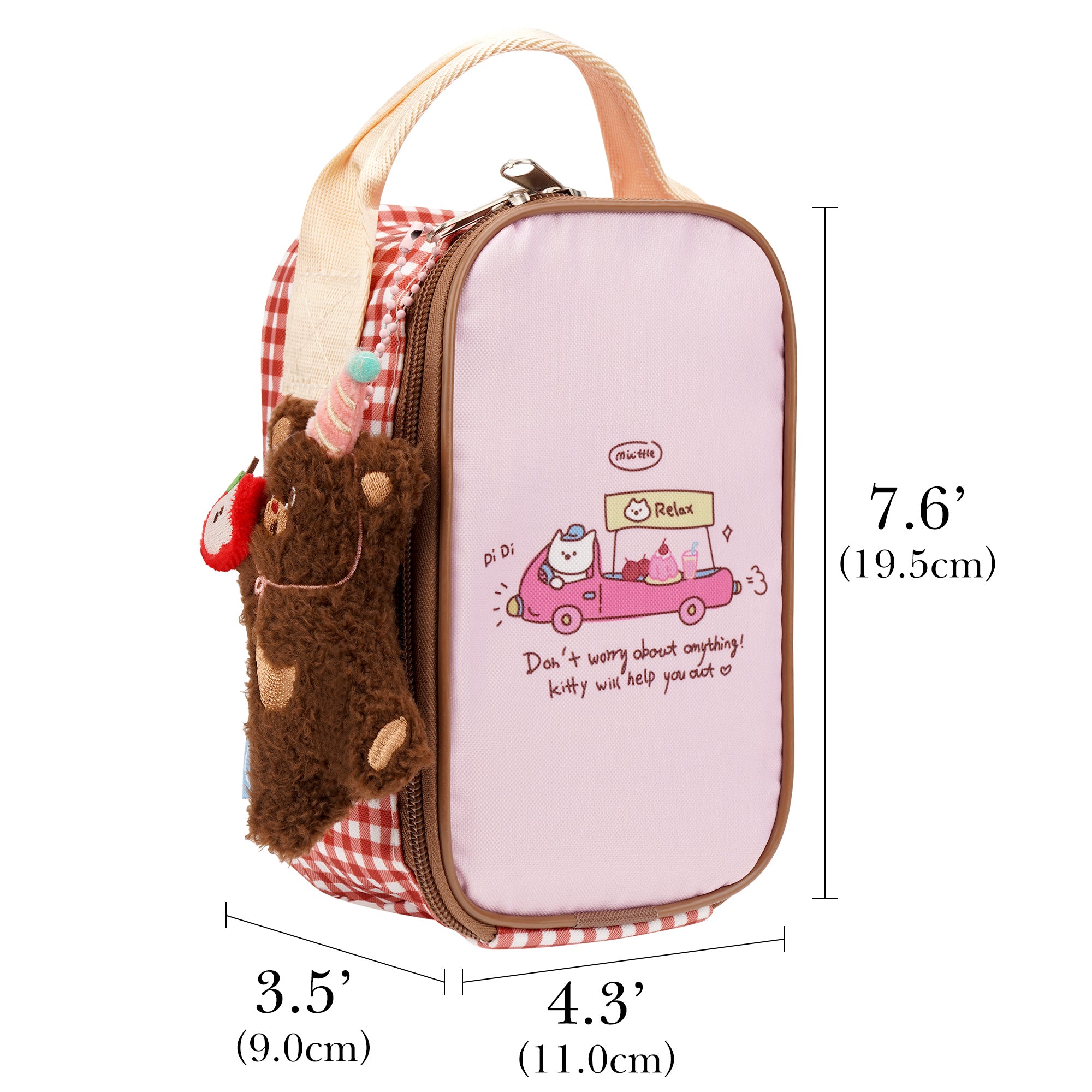 Linkidea Insulated Snack Bag with Cute Pendant, Lunch Cooler Bag Designed for Food Jar Storage, Lightweight Fits Travel, Compatible with Thermos, Dacool 16 oz Food Jar (Pink)
