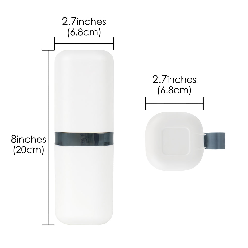 Linkidea 2 Pack Portable Toothbrush Case, 3 in 1 Toothpaste Travel Case Holder, Detachable Travel Toothbrush Holder, Toothbrush Travel Case with Handle (Blue+White)