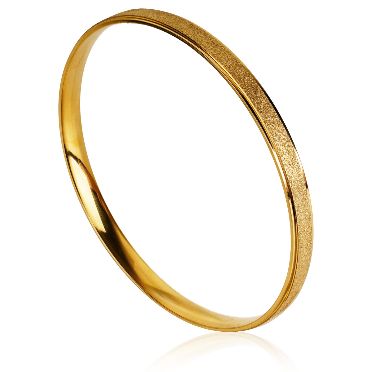 Gold-Tone Matte Finish Round Bangle Bracelet for Women, Minimalist Closed Metal Jewelry with Brushed Texture, Elegant Slim Wrist Accessory for Everyday Wear