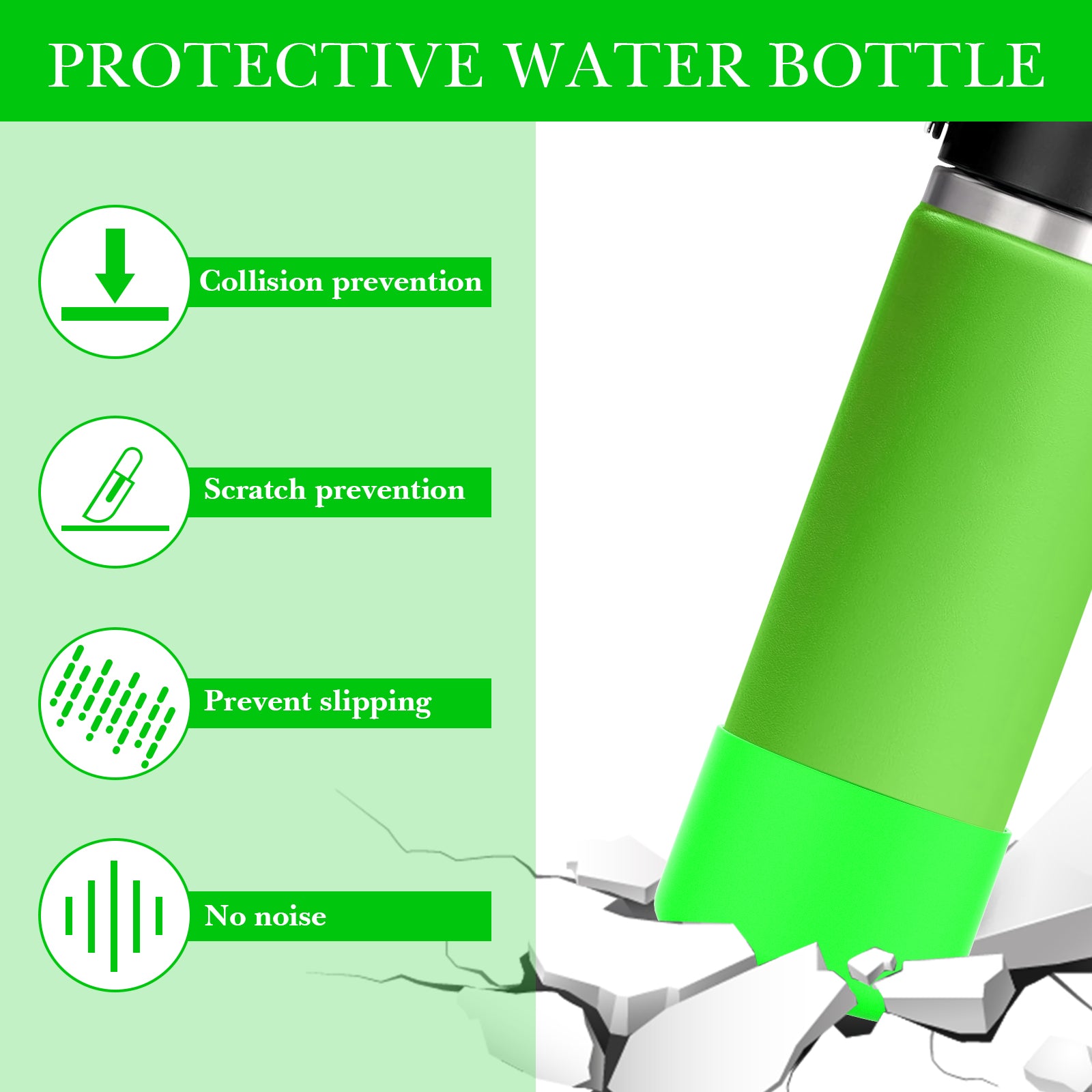 Linkidea 2 Pack Water Bottle Boot Compatible with Hydro Flask Wide Mouth 12oz/14oz/16oz/18oz/20oz, Silicone Bottle Bottom Sleeve Bumper Protector (Green)
