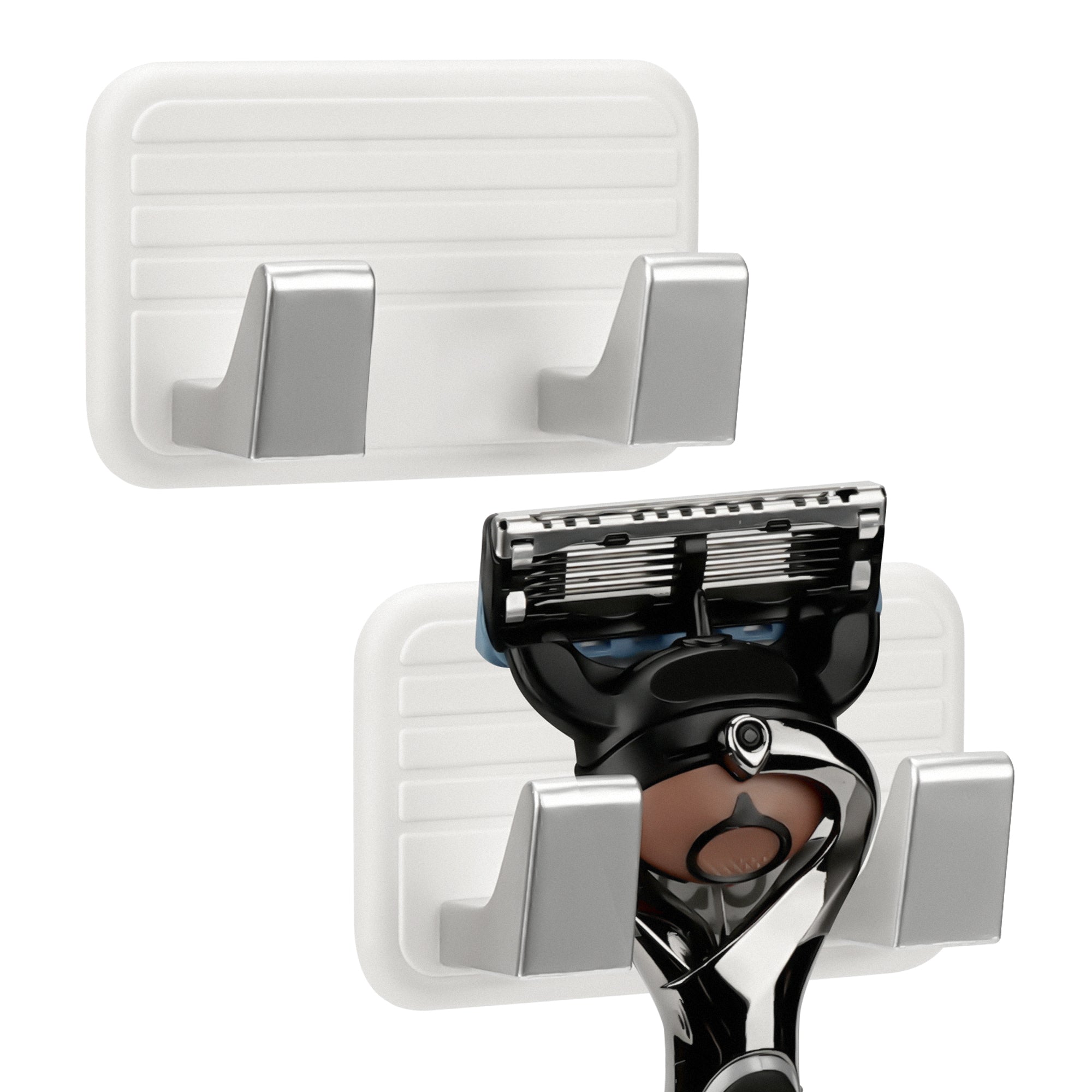 Linkidea 2 Pack Wall Mounted Razor Holder, Razor Stand for Shower, Compatible with Gillette Labs Special NFL Series, Sensor 3, Fusion5 Power, Fusion ProGlide, Harry's 5 Blade (White)