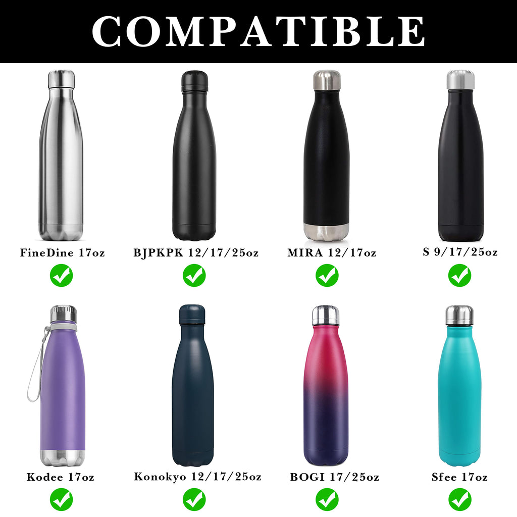 Linkidea Water Bottle Handle Strap for Cola-Shaped / Narrow Mouth Bottles, Compatible with MIRA 9oz/12oz/17oz/25oz, Replacement Silicone Carrier Grip with Clip for Backpack