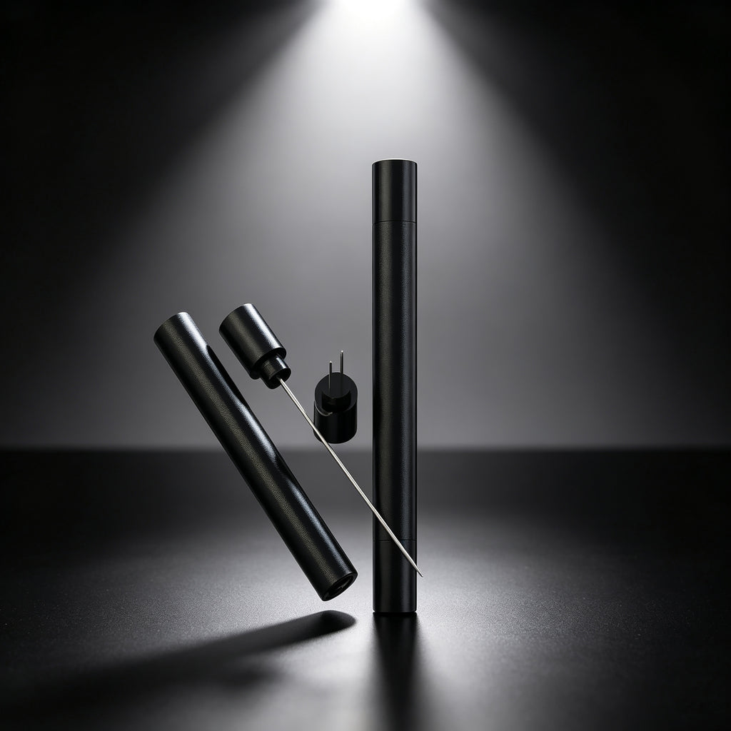 Linkidea 2-in-1 Aluminum Cigar Punch Cutter & Draw Enhancer Tool, Twin Sharp Needle Pins to Clear Clogged Cigars & Restore Airflow (Black)