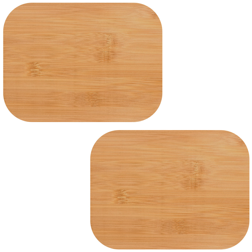 Linkidea 2 Pcs Rectangle Wooden Replacement Lids with Silicone Ring, 7.8'' x 5.9'' Airtight Sealing Covers for Glass Jars, Containers, Food Storage, Compatible with Pyrex 7120-PC
