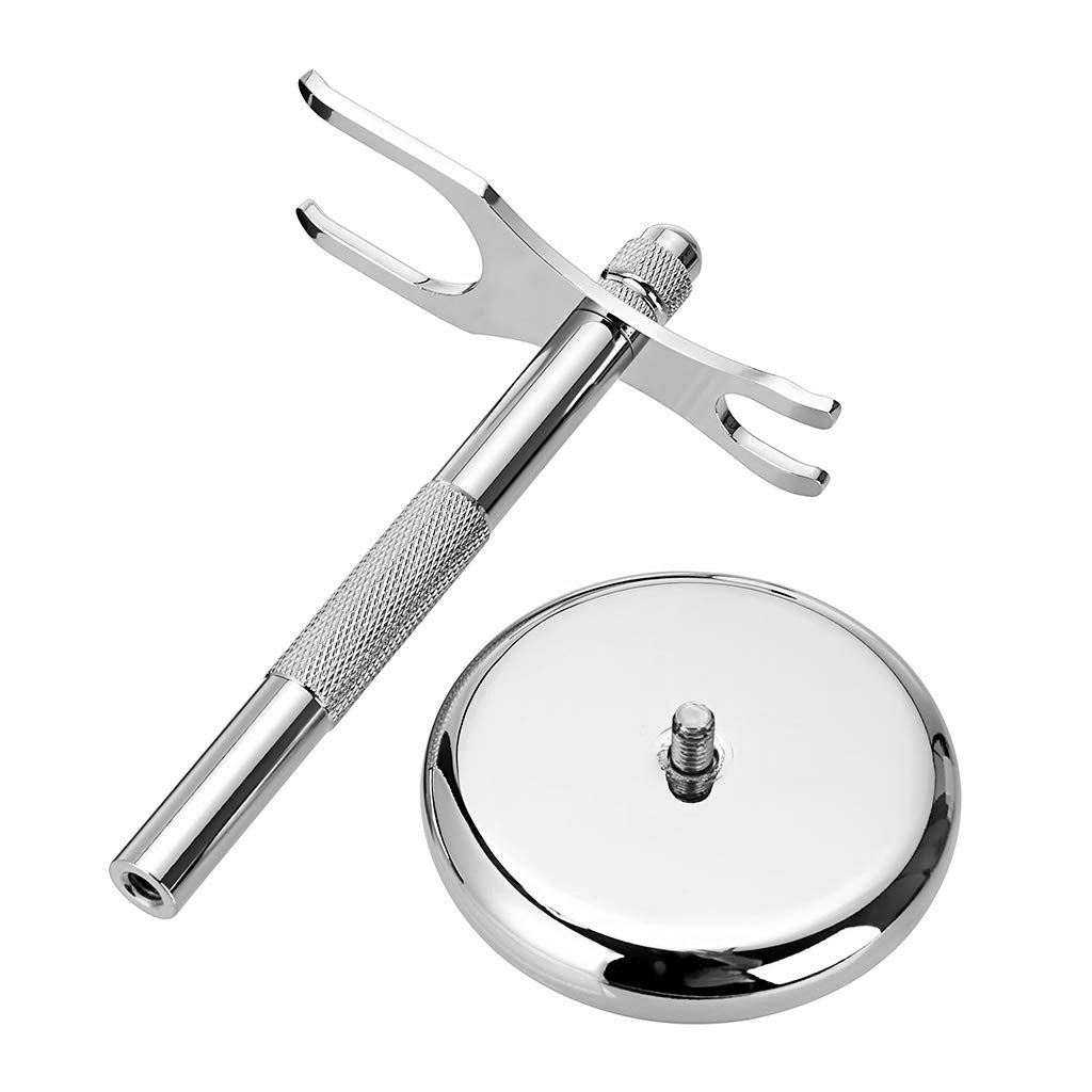 Linkidea Razor & Brush Holder, Deluxe Men's Stainless Steel Shaving Brush Hanger, Grooming Organizer for Bathroom, Shaver Stand Compatible with Merkur 23C (Silver)