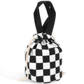 Linkidea Insulated Food Jar Storage Bag, Portable Drawstring Wrap with Hand Strap, Lunch Box Carrier for Food Can, Compatible with Thermos, Hydrapeak, Hydro Flask, Stanley (Black & White)