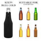Linkidea 4 Pack Glass Beer Bottle Cooler for 12 Oz, Non-slip Thick Neoprene Insulators, Beer Bottle Sleeve Beverage Covers with Zip (Black/Blue/Red/Yellow)