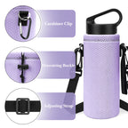 Linkidea Water Bottle Carrier with Shoulder Strap Compatible with Hydroflask Standard Mouth 18oz, CamelBak Carry Cap 20oz,Waterbottle Sling Bag Holder (Light Purple)