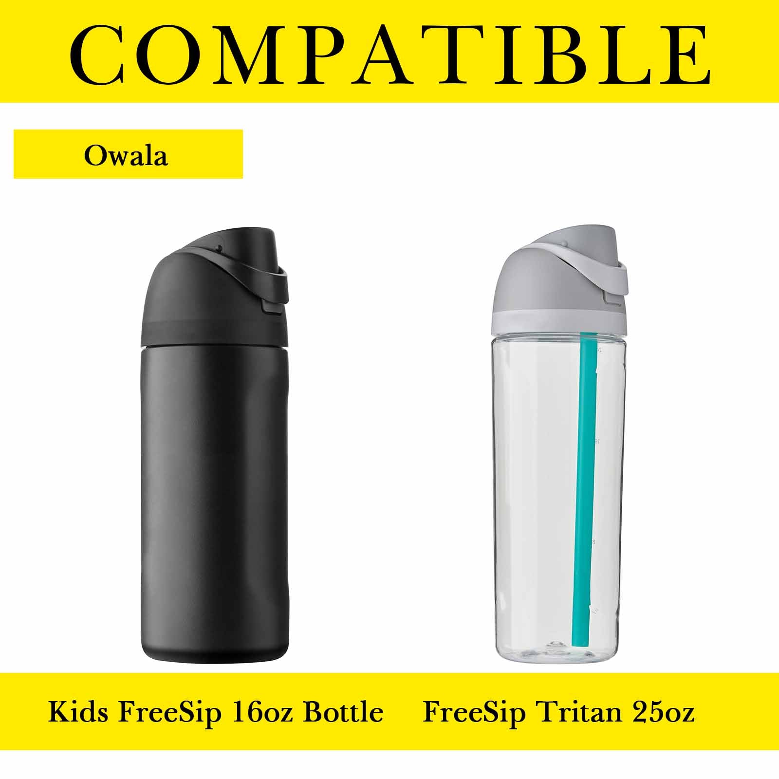 Linkidea 2 Pack Water Bottle Boot Compatible with Owala FreeSip 16oz, FreeSip Tritan 25oz, Silicone Anti-Slip Bottle Bottom Bumper Protector (Yellow)