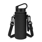 Linkidea Water Bottle Carrier with Shoulder Strap Compatible with Hydroflask Standard Mouth 18oz, CamelBak Carry Cap 20oz,Waterbottle Sling Bag Holder (Black)