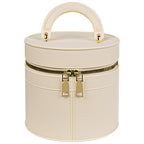 Linkidea Round Insulated Lunch Box, Hard Shell Waterproof Lunch Storage Box with Hand Strap, Compatible with 20 oz Crock Pot (Beige)