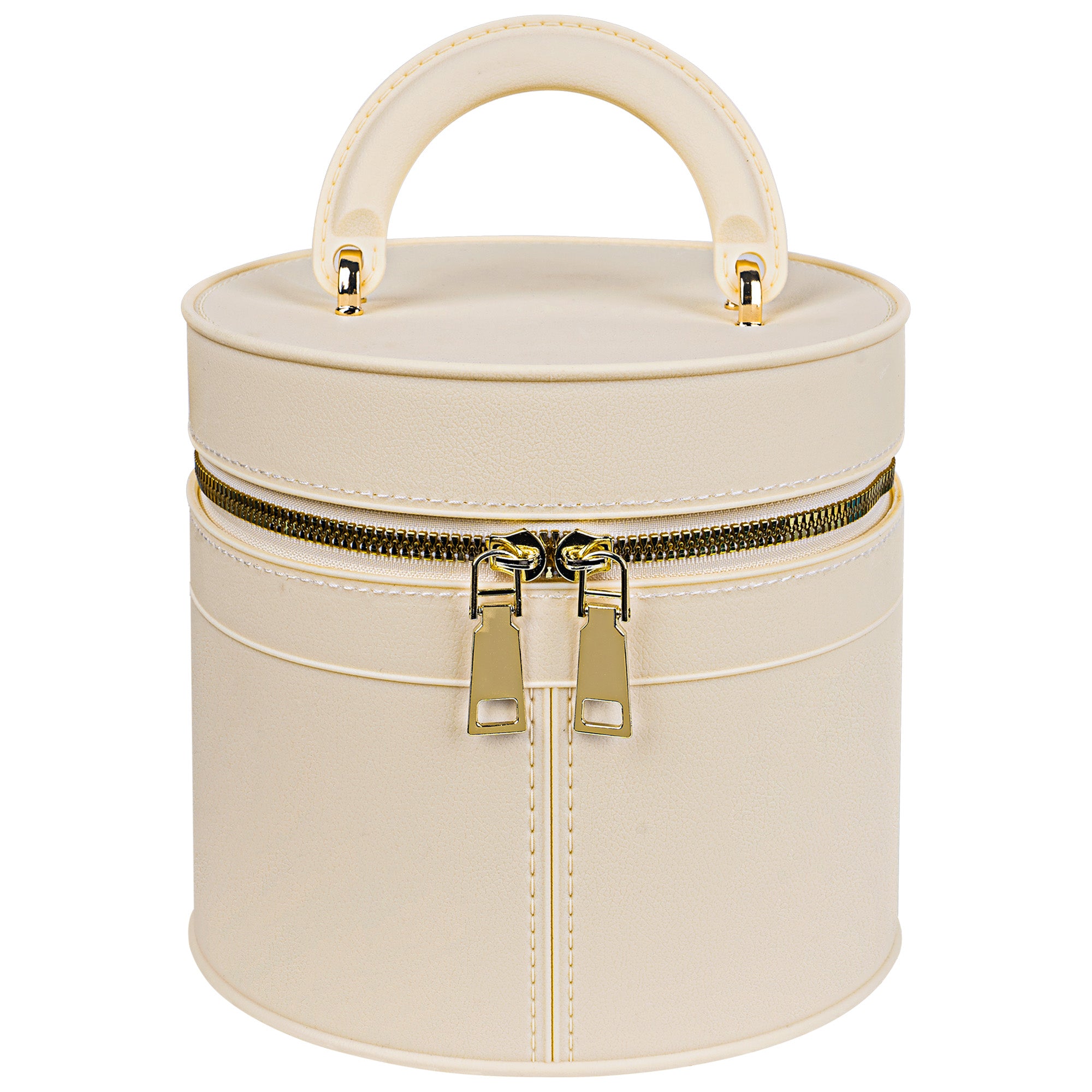 Linkidea Round Insulated Lunch Box, Hard Shell Waterproof Lunch Storage Box with Hand Strap, Compatible with 20 oz Crock Pot (Beige)