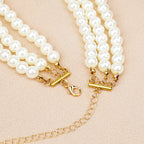 Plus Size Chain Belt for Women, 3 Layers White Pearl Waist Chains, Extra Large Body Chain, 33.4-59 Inch Adjustable Chunky Belt Chain