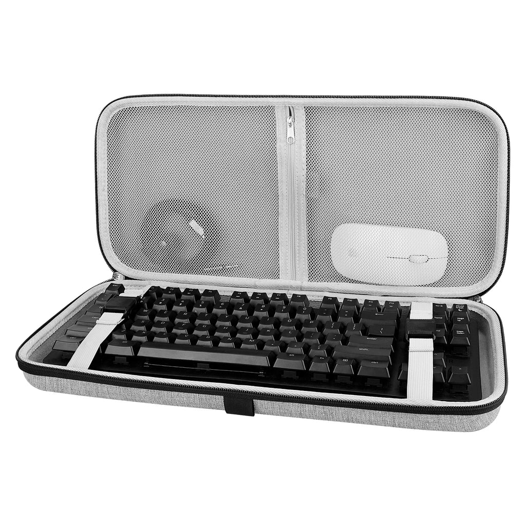 Linkidea Hard Travel Case for TKL Tenkeyless Wireless/Wired Keyboard, Computer 87 Keys Keyboard Carrying Case Protective Storage Box Bag (Grey)