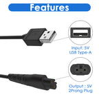 Linkidea Shaver Charger Cord with Two Cleaning Brush, Trimmer Data Cable, Adapter Charging Cable 5V Compatible with XR7000, XR7120, HC4250, PG6171, PG6250 (Black)