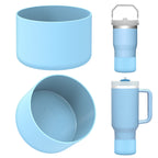 Linkidea 2 Pack Water Bottle Boot Compatible with Stanley Quencher H2.0 20oz/30oz/40oz, IceFlow Flip 20oz/30oz, Silicone Water Bottle Bottom Sleeve Cover Bumper Protector (Light Sky)
