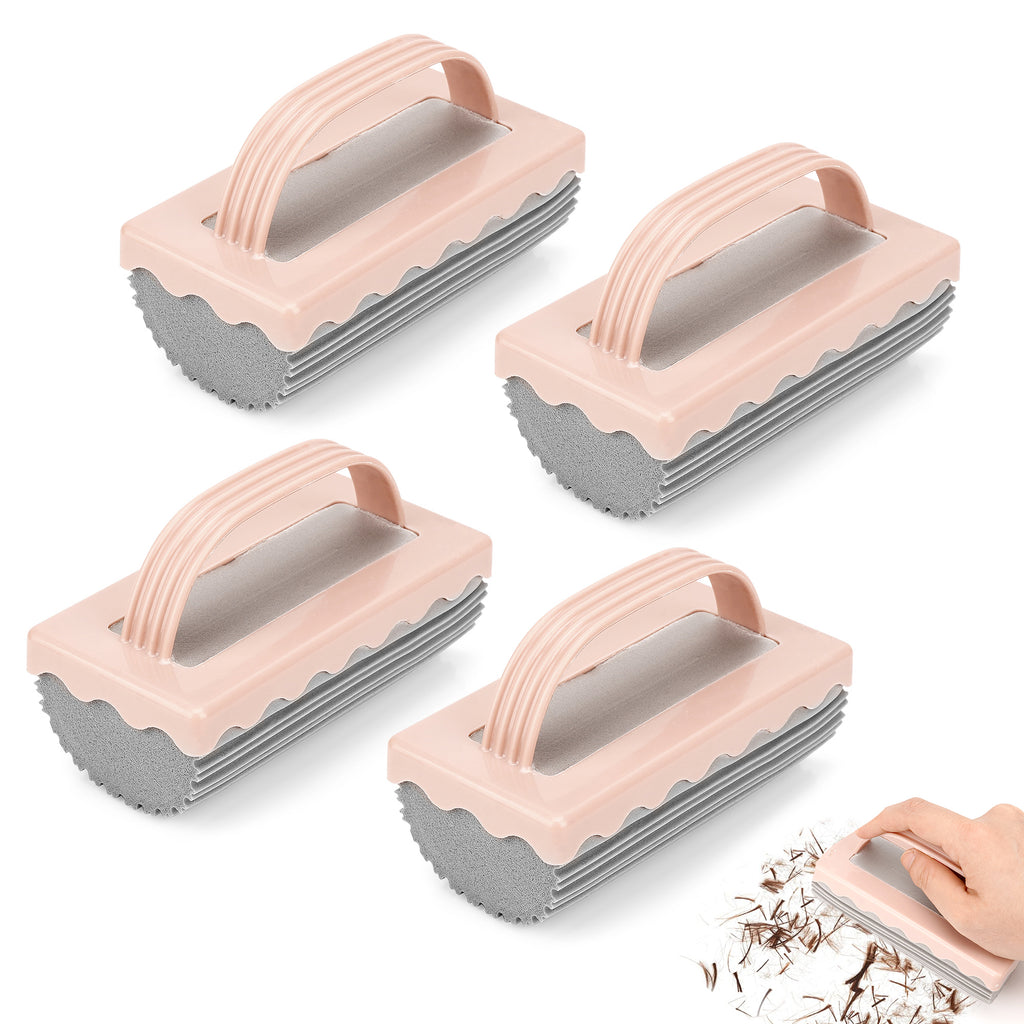 Linkidea 4 Pack Barber Cleaning Sponge, Salon Sink Cleaner & Countertop Hair Remover, Barbershop Station Cleaning Tool for Beard Trimmings Cleanup (Pink)