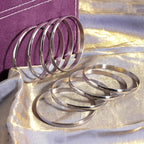 65 mm (2.56") Bangle Set of 8 for Women, 6 mm Wide Silver-Tone Stainless Steel Stackable Bracelets - Fits Palm Width up to ~90 mm