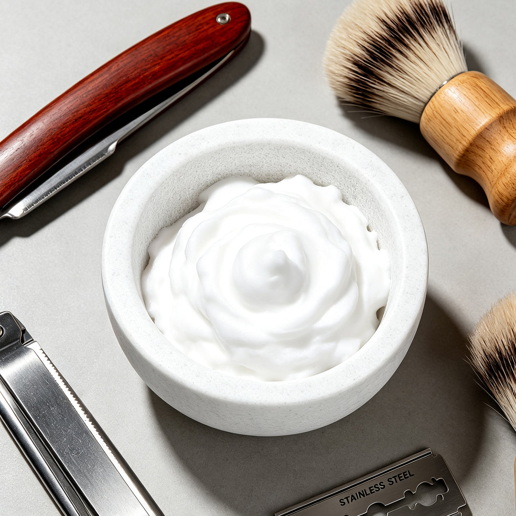 Linkidea Marble Shaving Soap Bowl, 100% Natural Marble with Interior Grooves for Maximum Lather, Heat Retaining Stone Provides a Luxurious Hot Shave Experience, Gift for Husband, Dad (White)