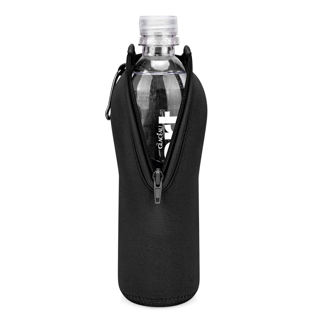 Linkidea Disposable Water Bottle Sleeve Compatible with Smartwater 16.9/20Fl Oz, Evian 16.9Fl Oz, Insulated Neoprene Plastic Bottled Water Cover Holder with Lockable Zipper (1 Pack / Black)