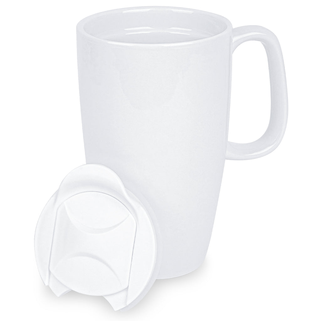 Linkidea Ceramic Coffee Mug with Slide Lid, 20oz Extra Large Travel Coffee Cup with Handle, Reusable Tall Coffee Mugs Large Capacity Drinking Teacups, Microwave and Dishwasher Safe