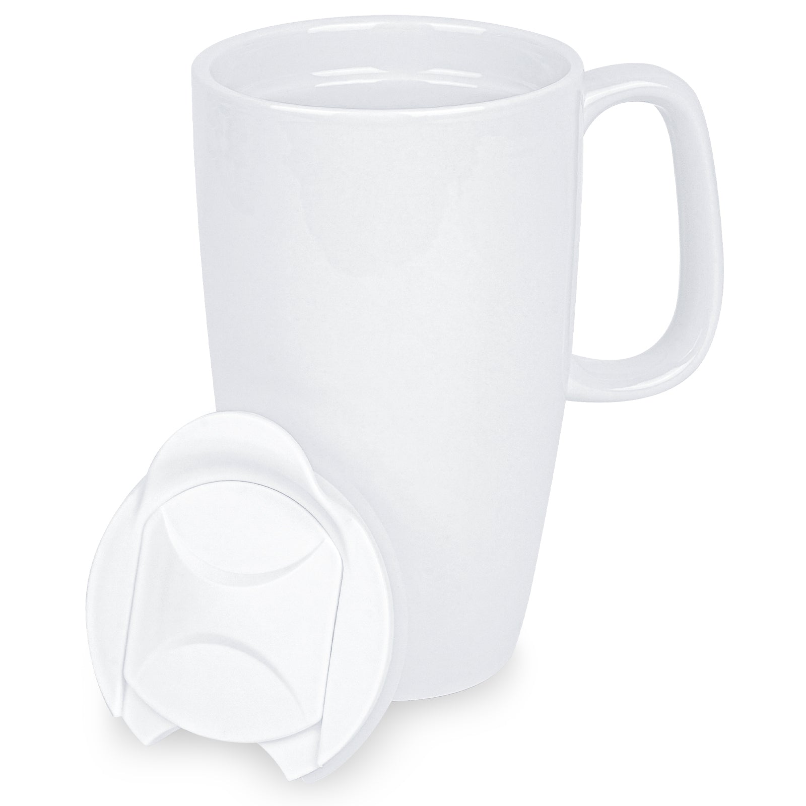 Linkidea Ceramic Coffee Mug with Slide Lid, 20oz Extra Large Travel Coffee Cup with Handle, Reusable Tall Coffee Mugs Large Capacity Drinking Teacups, Microwave and Dishwasher Safe
