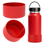 Linkidea Water Bottle Boot Compatible with Hydro Flask Wide Mouth Flex Cap/Straw Lid/Chug Cap 32oz/40oz, Silicone Bottle Bottom Sleeve Cover Protector, Bottle Bumper (Red / 2 Pack)