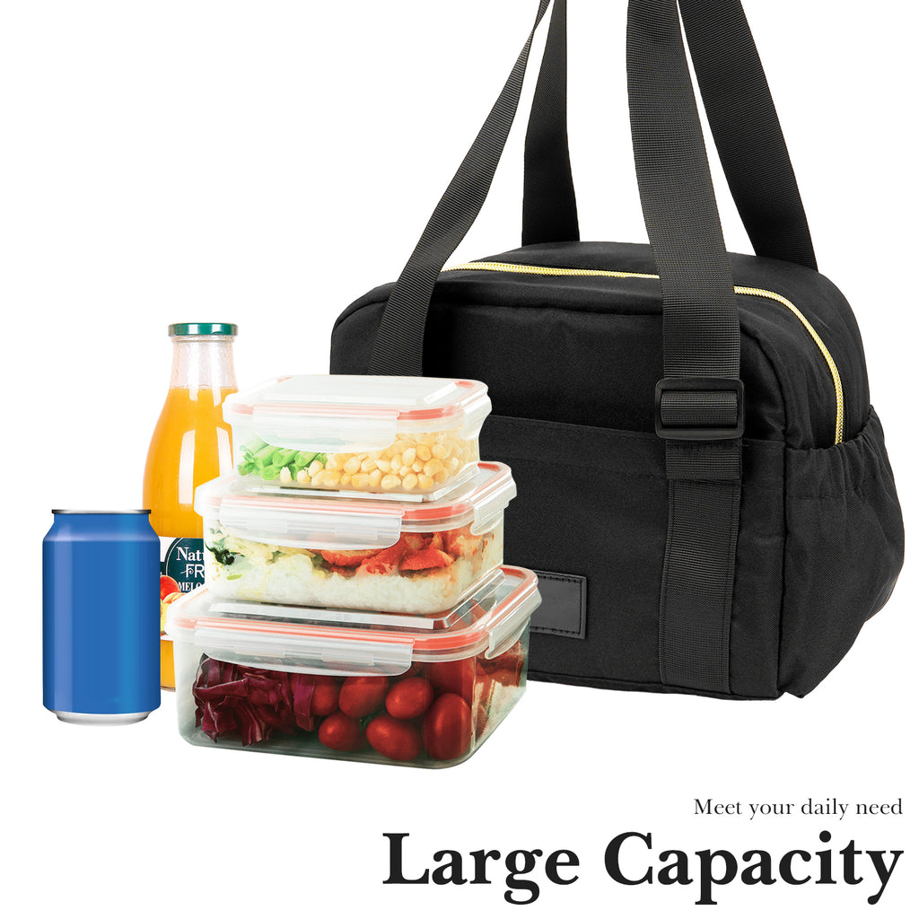 Linkidea Carrying Bag for Electric Heated Lunch Box, Compatible with Crock Pot 28oz, DUPASU 60.8oz, Aotto 32oz, LUNCHEAZE 0.9L, Cordless 1.2L, 1.6L Electric Heated Lunch Box (Black)