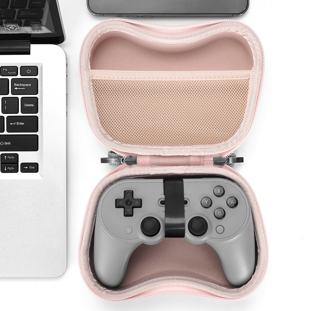 Linkidea Hard Travel Case Compatible with 8BitDo Pro 2, Ultimate and 2.4G Dual Sense Wireless Controller, Game Protective Storage Carrying Bag (Pink)