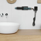 Linkidea Carbon Steel Wall Mounted Curling Iron Holder, Multifunction Hair Tool Storage Stand, Hair Straightener and Plug Organizer Rack Set (Black)