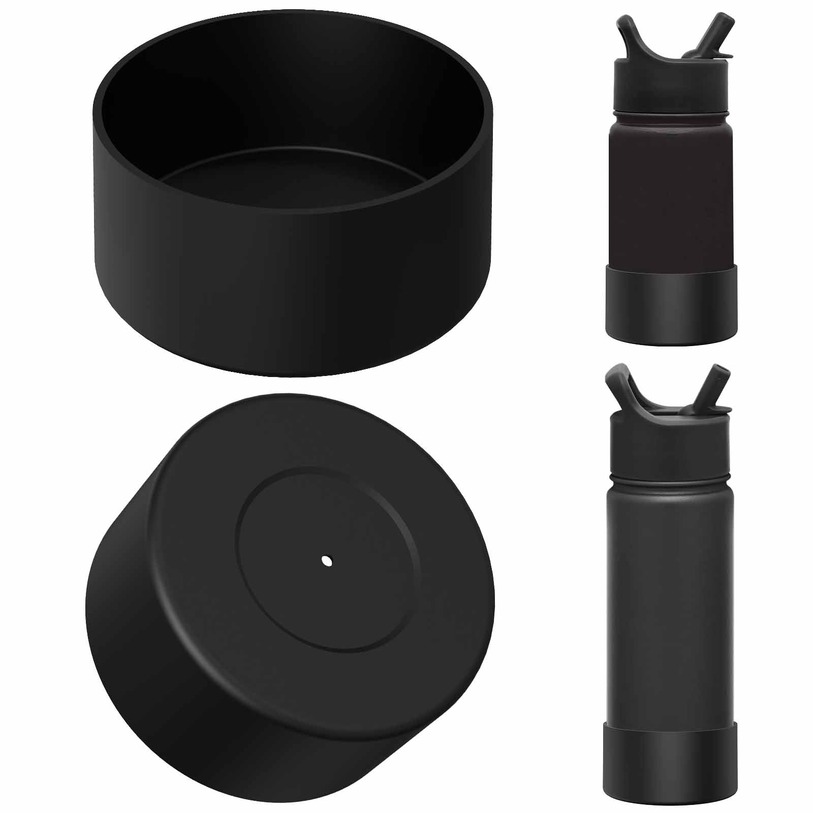 Linkidea 2 Pack Water Bottle Boot Compatible with Simple Modern Summit Collection 14oz/18oz/22oz, Silicone Waterbottles Bottom Bumper Protector (Black)