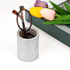 Reading Glasses Desk Holder Stand, Vegan Leather Lined Eyewear Display Storage for Nightstand Office Organizer (Small, Silver)