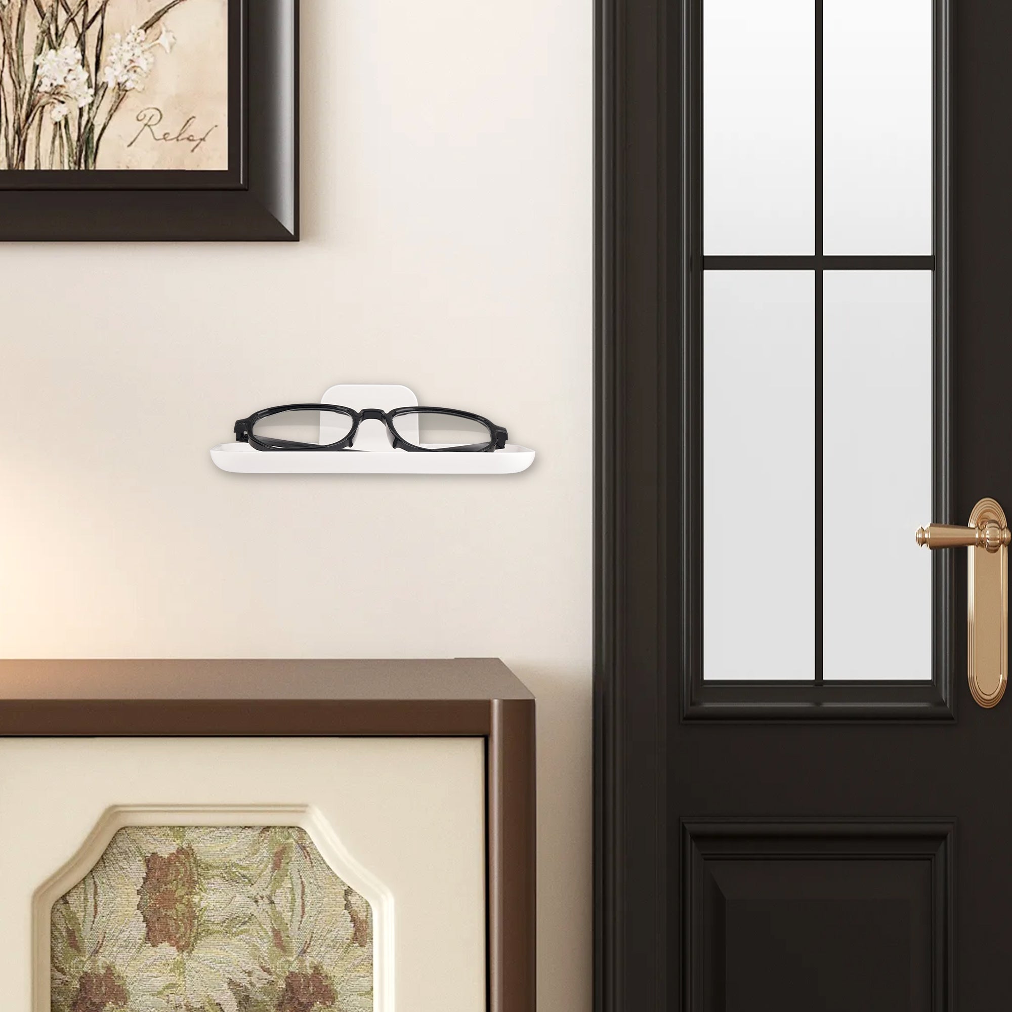 Eyeglasses Holder Stand for Nightstand, Wall Mount Reading Glasses Storage for Bedroom Bathroom Study
