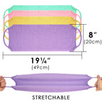 Linkidea 8 Pack Stretchable Pull Strap Exfoliating Towel Bulk Pack, Wholesale Multi-Pack Exfoliating Back Scrubber with Handles, Scrub Bath Washcloths, Deep Cleans Skin for Body Shower