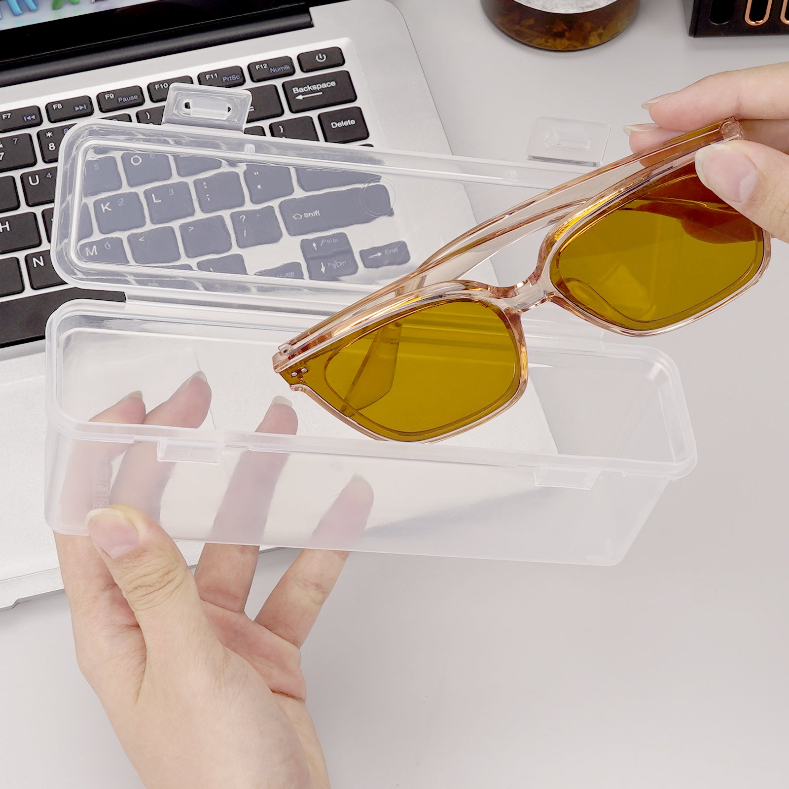 Sunglasses Organizer for Extra Large Sunglasses, 2 Pack Clear Glasses Holder Sunglass Display Case, Sun Glasses Storage Compatible with Gucci GG0225S GG0876S GG1241S Balenciaga BB0201S