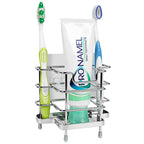 Linkidea Wall Mount Toothbrush Holder, 3 Slots Brush Stand with Drainage Holes Design, Self Adhesive/Countertop Toothpaste Organizer