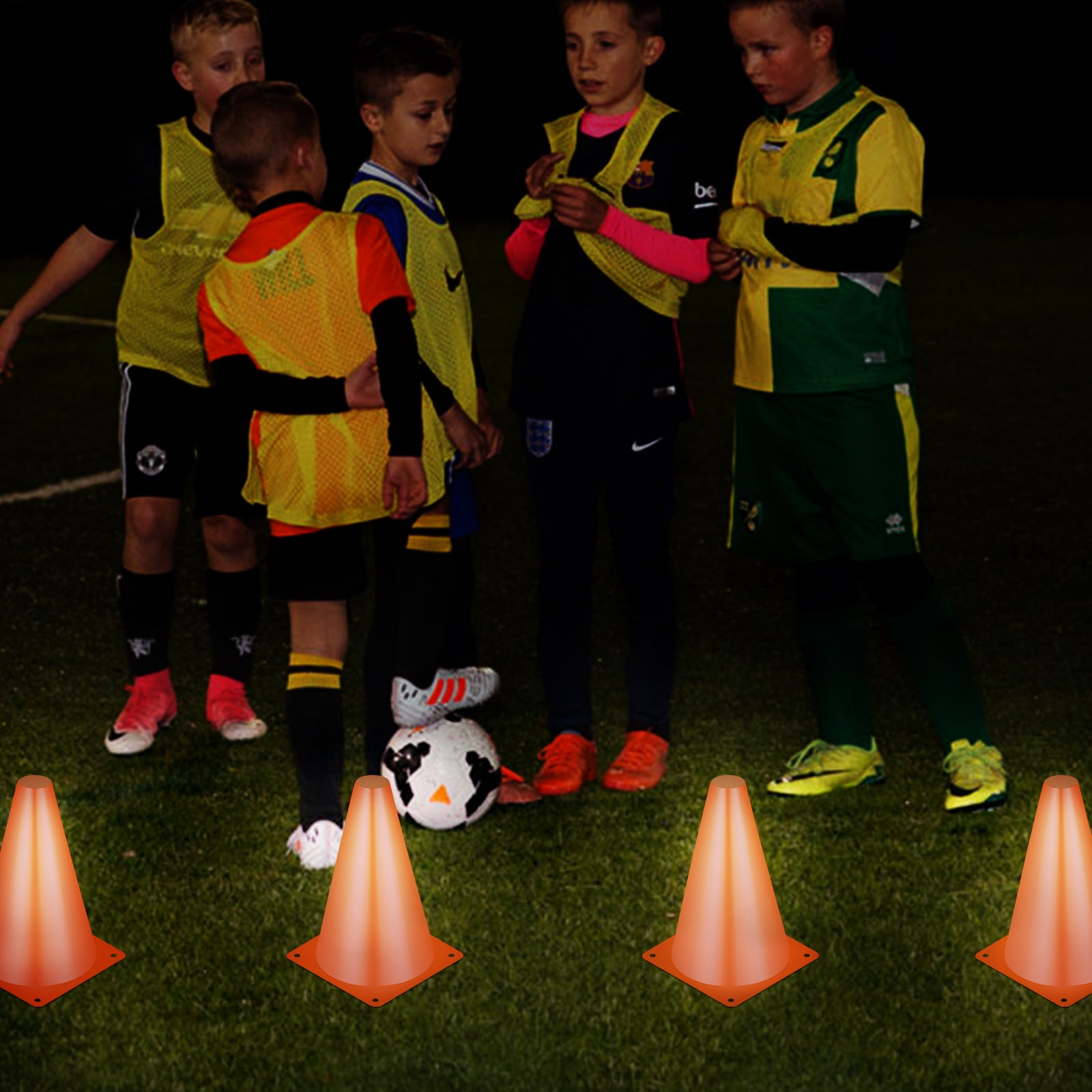 Linkidea LED Light Up Sports Cones (6 Pack) with Remote Control, Soccer Creative Training Equipment for Vision and Agility Drill at Night, Glow Cones with 13 Colors (Light Control Group A)