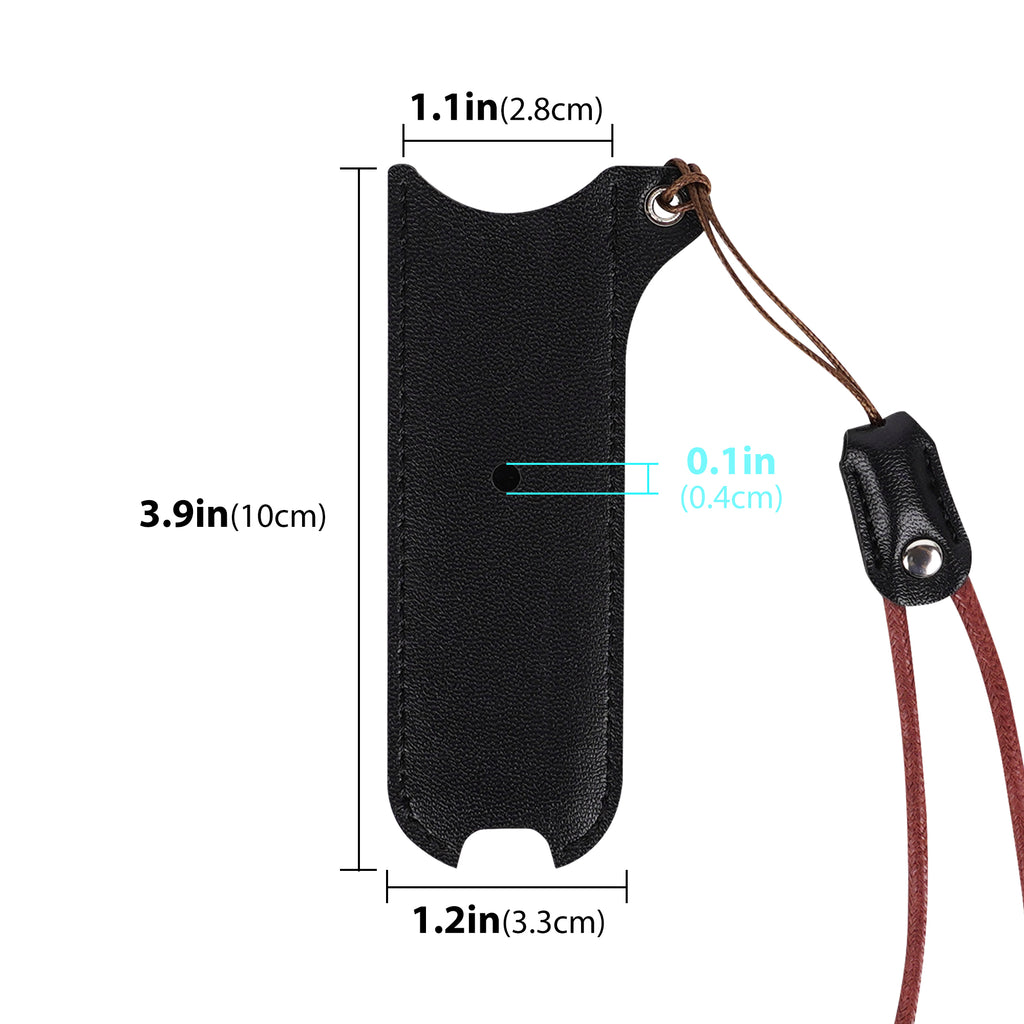 Linkidea 2 Pack Vegan Leather Mini Portable Lanyard Case, Anti-Lost Storage Pouch, Compatible with Small Electronic Pens (Black)