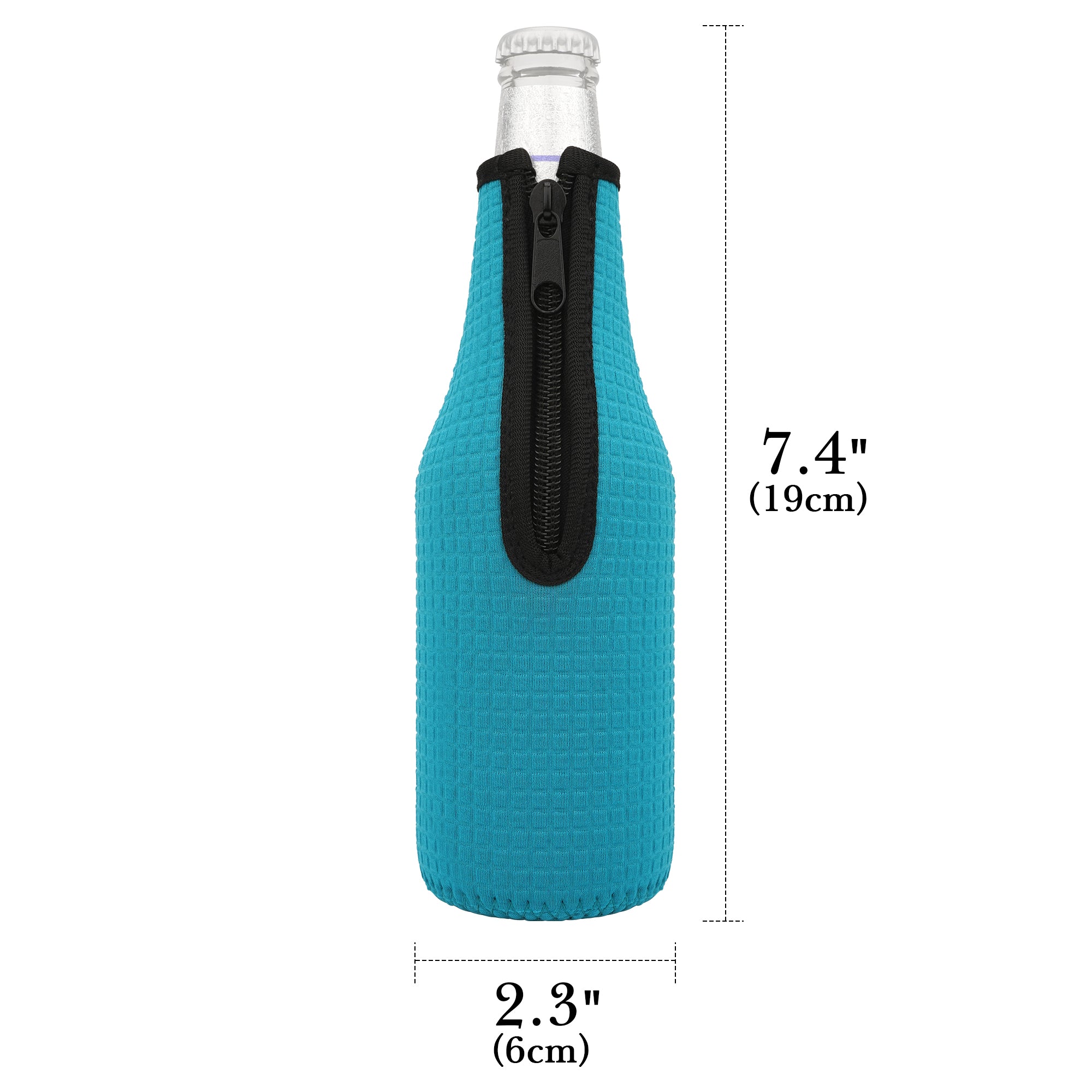 Linkidea 4 Pack Glass Beer Bottle Cooler for 12 Oz, Non-slip Thick Neoprene Insulators, Beer Bottle Sleeve Beverage Covers with Zip (Black/Blue/Red/Yellow)