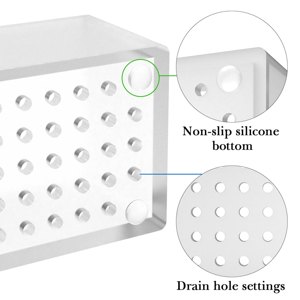 Linkidea Acrylic Toothbrush Holder with Diatomite Drying Stone, Bathroom Drawer Organizer with Drainage Hole for Tooth Brush, Compatible with Colgate Extra Clean, Oral-B CrossAction