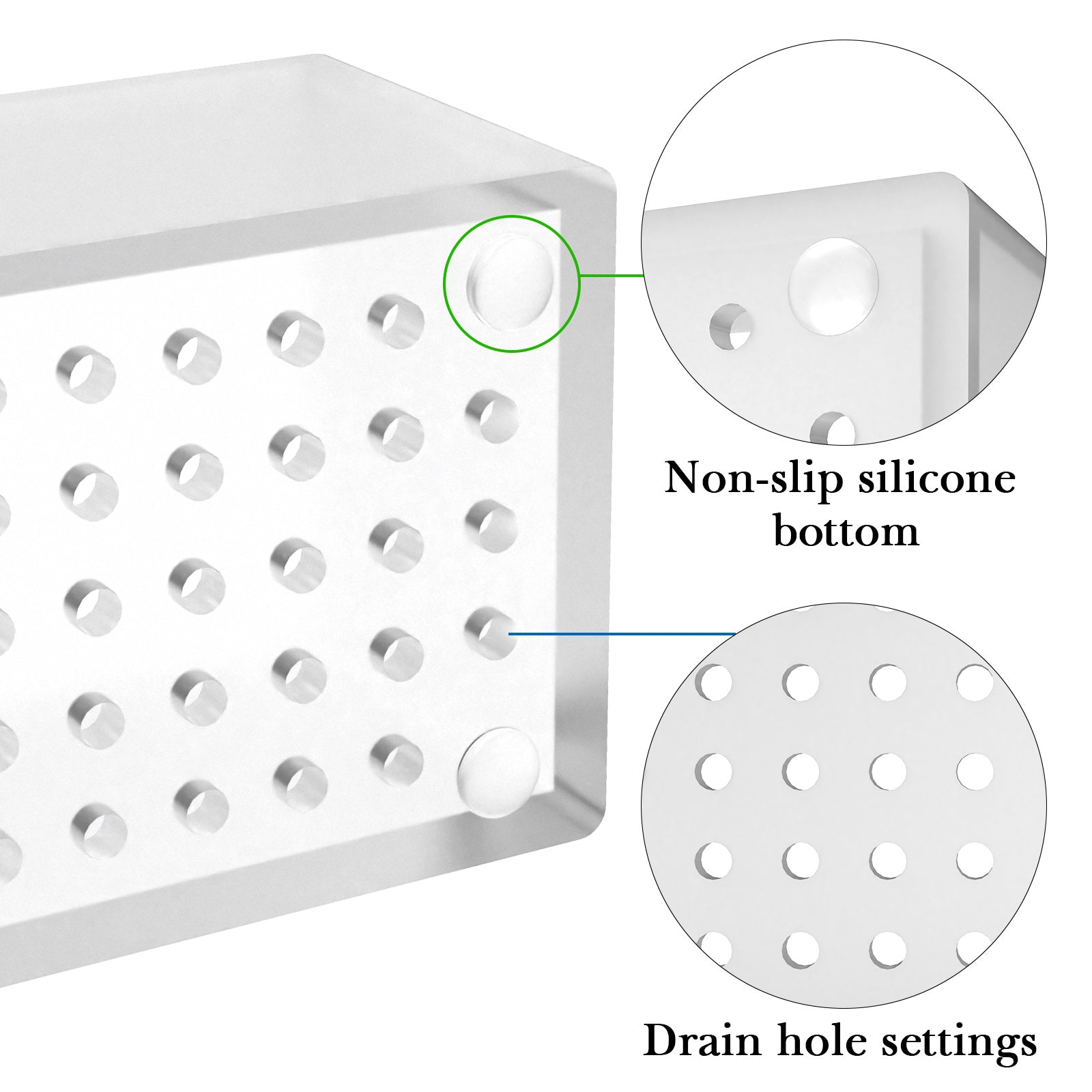 Linkidea Acrylic Toothbrush Holder with Diatomite Drying Stone, Bathroom Drawer Organizer with Drainage Hole for Tooth Brush, Compatible with Colgate Extra Clean, Oral-B CrossAction