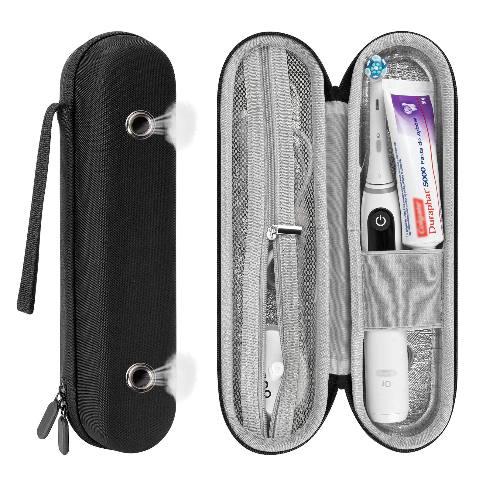 Linkidea Electric Toothbrush and Toothpaste Travel Case with Ventilation and Pocket for Charger, Compatible with Oral-B iO Series, Philip Sonicare, Hard Shell Electronic Tooth Brush Storage Bag
