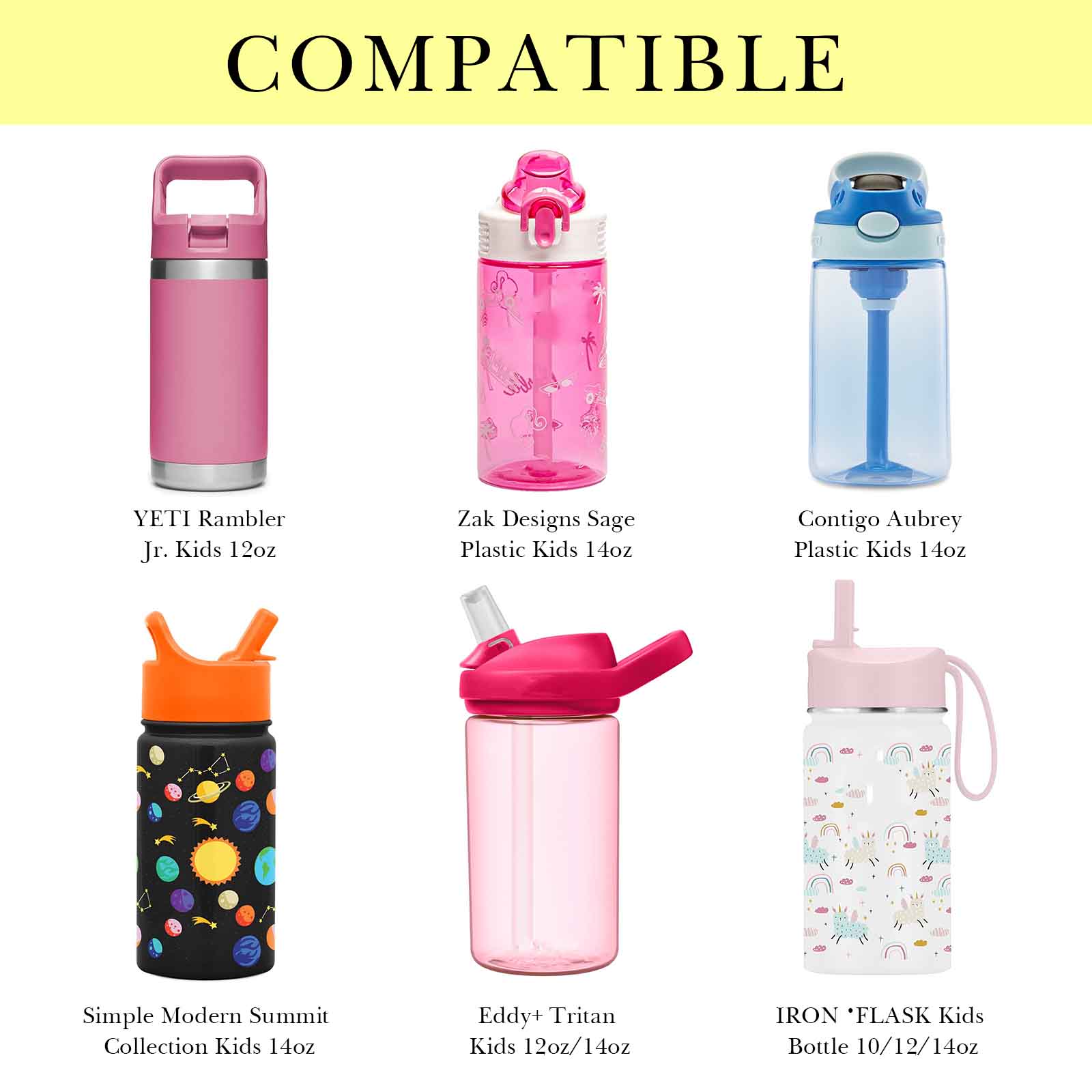 Linkidea Clear Water Bottle Carrier with Strap Compatible with Contigo 14oz, Zak Designs, YETI Rambler Jr. 12oz Kids Bottles, Transparent Waterbottle Sling Bag Holder, Shoulder Strap, Yellow